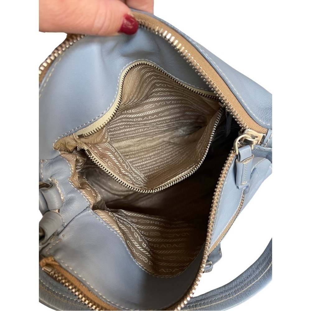 Prada Vitello Daino Blue Leather Hobo Bag - Picture 12 of 14